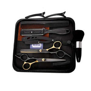 Kit de ciseaux de barbier en acier inoxydable de haute qualité, comprenant des ciseaux à effiler, des outils de beauté, personnalisable - Product Image 4