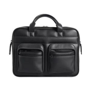 Bolsos para portátiles de cuero genuino de color negro resistentes al agua, bolsos de mano para hombres y mujeres, uso en oficina, negocios, viajes, ligeros - Product Image 3