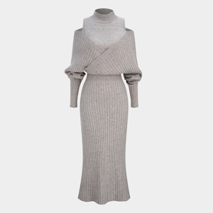 Nuevo Vestido Casual de Invierno para Mujer, de Alta Calidad y Personalizado, con Cuello en V, Cintura Imperio, Manga Corta, Detalle de Cintura Fruncida, Largo hasta la Rodilla - Product Image 4