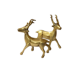 Figuras de Ciervos de Latón Dorado Hechas a Mano, Esculturas Tradicionales de Animales de Latón para Decoración Navideña de Mesa, 2 Piezas - Product Image 4