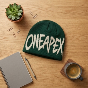 Custom Green Knit Beanie Hat White Logo Ribbed <b>Winter</b> <b>Cap</b> Unisex Streetwear Fashion Headwear Wholesale Manufacturer OEM - Product Image 4