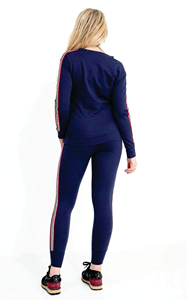 Women <b>Crop</b> Tracksuit Set Side <b>Stripes</b> Casual Athletic Wear Full Sleeve Drawstring Pants Two Piece Outfit <b>Top</b> Trending Wholesale - Product Image 2