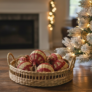 Ornement de Noël en forme de boule en jonc de mer tressé à la main, décoration rustique naturelle à suspendre pour l'arbre et la maison, fabricant Kingcraftviet - Product Image 1