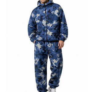 High Quality Wholesale Customized Blue <b>Camo</b> <b>Windbreaker</b> Tracksuit Men Lightweight Hooded Jogger Set Urban Streetwear OEM Jackets - Product Image 4