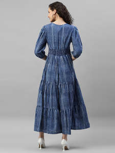 Vestido Maxi de Rayón a Rayas para Mujer, Estilo Ajustado y Evase, Festivo, Elegante, Casual, Moderno, Vestido Largo de Una Pieza para Mujer - Product Image 4