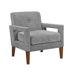 Poltrona Moderna 1 Pezzo per Soggiorno, Rivestimento in Ciniglia Grigia con Molle Insacchettate, Gambe in Legno Massello, Arredamento - Product Image 3