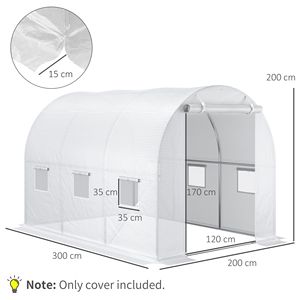 9.8 'x 6.6' x 6.6 'sostituzione di plastica della copertura della serra, telo impermeabile resistente per la casa del cerchio, rivestimento con 6 finestre, Doo - Product Image 4