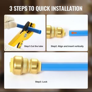 Raccords pneumatiques en laiton robustes 12 pièces 1/2''-3/4'' à connexion rapide droite pour tuyaux de plomberie - Product Image 4