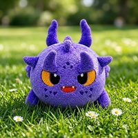 Peluche Monstre Violet Personnalisée OEM, Poupée en Peluche Ronde de Créature de Dessin Animé avec Détails Brodés