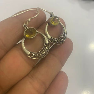 Pendientes de Plata Alemana con Piedras Preciosas de Última Moda, Calidad AAA, Pendientes Colgantes con Piedra Amarilla de Forma Ovalada - Product Image 1