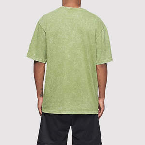 T-shirts à manches courtes délavés à l'acide de haute qualité, logo personnalisable, imprimé décontracté sur tissu tissé, design oversize - Product Image 2