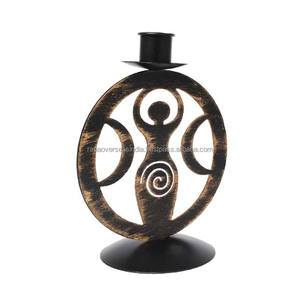 Bougeoir en métal déesse terre noir et cuivre pour centres de table de mariage d'hôtel à la maison pour décorations de noël - Product Image 4