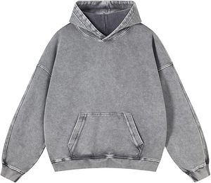 Sweat à capuche surdimensionné personnalisé en coton délavé style vintage pour homme et femme, streetwear, pull-over, sweat à capuche preppy - Product Image 5