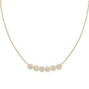Collar de Oro Rosa con Diamantes en Forma de Arco, Corte Brillante Redondo, Colgante Minimalista de 6 Piedras, Joyería para Uso Diario de Mujer - Product Image 2