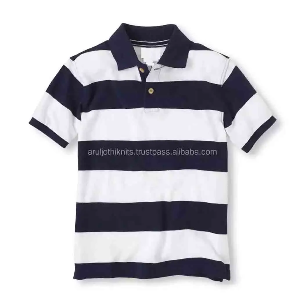 Boys blue and white striped polo shirt Summer 2 Year Old Toddler Boy Boutique Clothing Casual T Shirts Wholesale