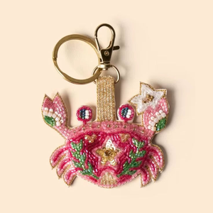 Handmade Beaded Crab Keychain Sea Animal <b>Bag</b> <b>Charm</b> Cute Keyring Summer Beach Accessory BY MULTI CRAFT - Product Image 1