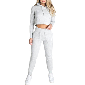 Custom Womens <b>Crop</b> Tracksuit Fleece <b>Jogger</b> Set Fashion Sportswear Wholesale Supplier - Product Image 1