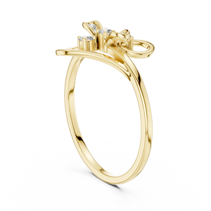 Anillo minimalista Spilt Fluid con diamante de corte redondo para mujer, banda a juego de oro macizo de 14k, para regalo, compromiso, aniversario, boda - Product Image 2