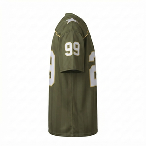 Custom Olive Green Football Jersey Vintage Striped <b>Athletic</b> Team Uniform Wholesale Retro Sportswear Breathable Activewear 100% - Product Image 3