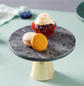 <b>Marble</b> And Brass <b>Cake</b> <b>Stand</b> Custom Manufacture Wholesale Grey Stone Top And Brass Base <b>Cake</b> <b>Stand</b> - Product Image 1