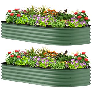 Set di Aiuole Rialzate Verdi 7FT X 3FT X 1FT con 2 Pali Metallici per Piante, Accessori da Giardinaggio - Product Image 1