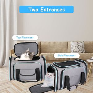 Tracolla regolabile espandibile in rete morbida Pet marsupio rimovibile in pile Pad approvato dalla compagnia aerea borsa pieghevole per cani gatto - Product Image 4