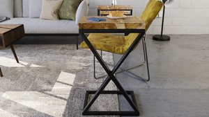 bedside <b>table</b> metal frame wood top (UK term: bedside <b>table</b>) <b>sofa</b> side <b>table</b> metal wood small end <b>table</b> wood and metal Iron & Sol - Product Image 3