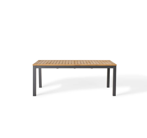 Table à manger d'extérieur en teck massif moderne avec un design rectangulaire minimaliste et des pieds en métal robustes pour patio et jardin - Product Image 3