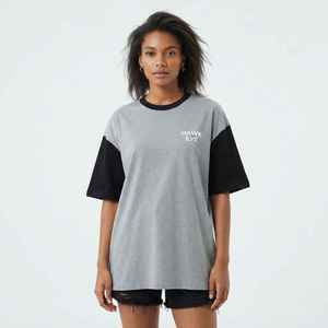 Camiseta Oversize para Mujer con Bloques de Color, Cuello Redondo, Manga Corta, Ajuste Holgado, 100% Algodón Jersey, Transpirable, Top Casual - Product Image 1