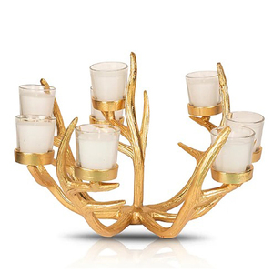 Decoración Navideña de Lujo para el Hogar y Jardín, Candelabro Floral Dorado de Estilo Nórdico, Portavelas de Metal Vintage con Hojas, Moderno - Product Image 6