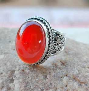 Carnelian Gemstone Designer <b>Ring</b> 925 <b>Silver</b> Handmade <b>Statement</b> <b>Ring</b> for Her Birthday Anniversary Party Wear Gift <b>Ring</b> - Product Image 1