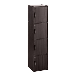 Modern Laminated Board Storage Box Light Cappuccino Finish Four Tier Multi-Purpose <b>Locker</b> Organizer <b>Cabinet</b> Separate Key Locks - Product Image 1