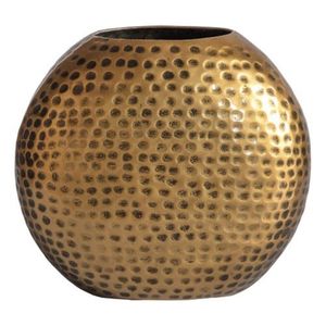 Jarrón Redondo de Metal Dorado Martillado, Estilo Nórdico Antiguo, Maceta Esférica Decorativa de Lujo para Centro de Mesa - Product Image 1
