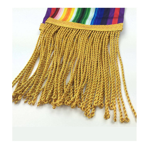 Faja Tradicional de Marinero con Rayas Arcoíris y Flecos Dorados, Emblema Decorativo y Borlas - Product Image 3