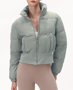 OEM Women's Quilted Winter Jacket Warm Quick-Dry Waterproof Crop <b>Top</b> Puffer Bomber Style Nylon Zipper <b>Bubble</b> Coats for Ladies - Product Image 4