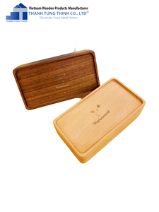 Boîte de rangement rectangulaire en bois Thatuwood, design minimaliste, artisanat en bois durable, pour le salon, porte-objets - Product Image 1
