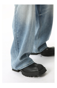 Custom <b>Men</b> Outfit Baggy Fit Dark Blue <b>Jeans</b> Pants <b>Jeans</b> American Washed Denim with Summer Quality Mid Waist Vintage Style - Product Image 3