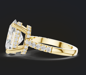 Bague de luxe en or jaune 14 carats avec diamant ovale de laboratoire pour femme, plaqué rhodium, bijou de mariage ou de fiançailles, cadeau - Product Image 3