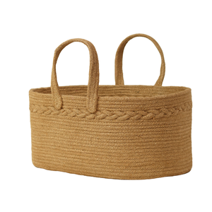 Panier de rangement ovale en jute naturelle fait main avec poignées et bordure tressée, panier organisateur de jouets pour la chambre d'enfant - Product Image 1
