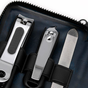 Premium Men's Manicure Kit 7 Piece Stainless Steel Nail Care Set with Portable Zipper <b>Case</b> OEM - Product Image 3