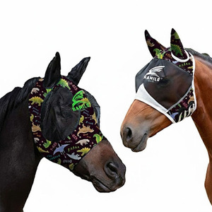 Masque anti-mouches pour chevaux, doux, extensible, protection UV, confortable, avec oreilles, respirant, élastique, avec couvre-yeux en maille - Product Image 1