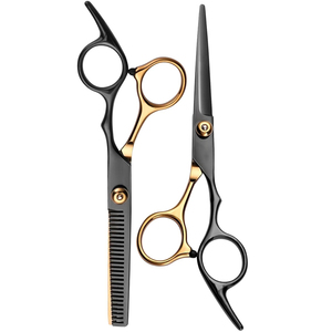 Ensemble professionnel de 5 ciseaux de coiffure et d'éclaircissage de 6 pouces en acier inoxydable avec étui à rasoir, personnalisable avec logo OEM - Product Image 2