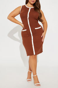 Eco-Friendly <b>100</b>% Polyester Knitting Casual Bodycon Dress Breathable Solid for Spring/Summer Plain Dyed Ruched Sweet OEM Service - Product Image 5