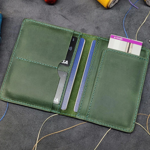 Handmade Leather Passport Wallet Genuine RFID Blocking Travel Organizer Multiple <b>Cards</b> Custom Branding for sale in low price - Product Image 1