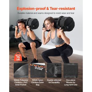 Heavy Duty Workout Sandbag 25-75 Lbs Adjustable Power Bag with Handles Slam Fitness Strength <b>Training</b> <b>Weight</b> <b>Training</b> - Product Image 2