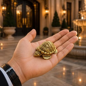 Ornement de tortue en résine métallique dorée, figurine d'animal miniature de 20 mm, décoration de jardin sculptée pour plantes en pot sur table - Product Image 1