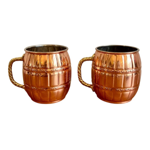 Handcrafted Pure Copper Barrel Design Mugs Set Of 2 Solid Copper Beer Mug With Brass Handle For Home Bar & Party Use <b>Cheap</b> Price - Product Image 1