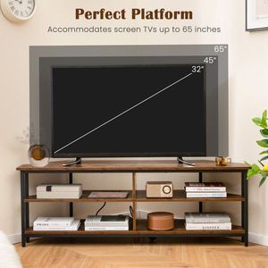 3-Tier <b>Corner</b> TV <b>Stand</b> with Charging Station for TVs up to 65 Inches - Product Image 5