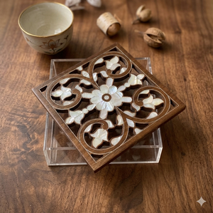 Creative & Cultural Collectible Artifacts Acrylic Storage Box Organizer Acrylic Storage Box with Wooden Lid for Kitchen Storage - Product Image 1