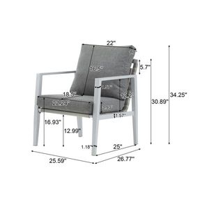 Fauteuil lounge moderne en aluminium argenté avec élégants accents en corde et coussins confortables pour les espaces intérieurs et extérieurs - Product Image 2